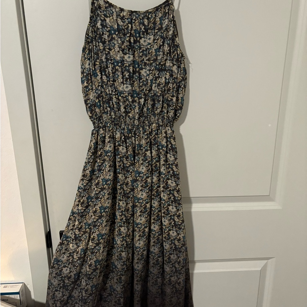 Josie Blue and Cream Floral Midi Dress